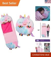 Image of Pillow & Sleepy Sack: Medium - Rainbow Unicorn - 54 x 20, Plush Animal Charac...
