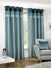 Image of Hamilton McBride Seattle Black Ring Top / Eyelet Fully Lined Readymade Curtains