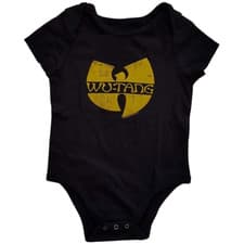 Image of Official Licensed Wu-Tang Clan 'Logo' Baby Grow - Black Recycled Blend Front Pri