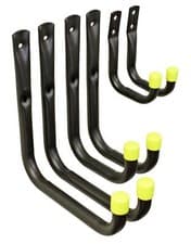 Image of Garage Storage Hooks Multipack, 30kg Load per Hook, Wall Mounted (Pack of 6)