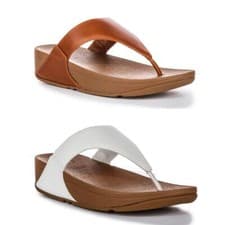 Image of Fitflop Lulu Leather Minimalist Toe Post Thong Womens Sandal Tan UK 3 - 8