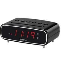 Image of Elegant Groov-e Rise Alarm Clock Radio with LED Display & Backup Battery - Black