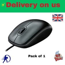 Image of Logitech B100 Wired USB Mouse 3-Buttons Optical Tracking Ambidextrous PC / Ma