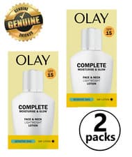 Image of 2x Olay Complete Lightweight 3in1 Moisturiser Day Lotion Sensitive SPF15 100ml