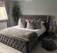 Image of LUXURY super market DESIGN Upholstered Bed Frame in Plush Velvet FABRIC Handmade