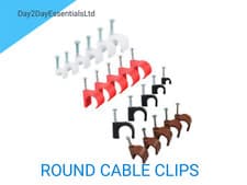 Image of Round CABLE CLIPS WITH FIXING NAIL 5MM 7MM 10MM 14MM 20MM BLACK BROWN WHITE RED