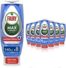 Image of Fairy Max Power Washing Up Liquid, Antibacterial, 5L (630 ML X 8), Tea Tree