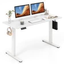 Image of 140 x 60 cm Height Adjustable Desk Electric Standing Desk Home Office White