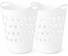 Image of Large Flexible Laundry Basket Plastic Hamper Vented Clothes Storage With Handles