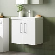 Image of Nuie Arno Wall Hung 2-Door Vanity Unit with Basin-3 600mm Wide - Gloss White