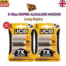 Image of JCB D Size Super Alkaline Batteries LR20 MN1300 Long Expiry Pack of 4