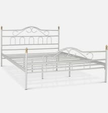 Image of NEW AVENSIS TRUVA METAL double BED FRAME Silver EUROPEAN size Double 140x200 cm