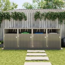 Image of Large Four Wheelie Bin Storage Metal Store Cover Sorting Rubbish Dustbin 4 Sheds