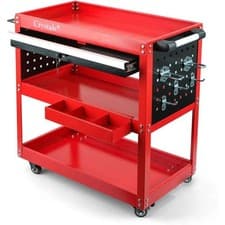 Image of 3-Tier Tool Trolley Cart Roller Cabinet Heavy Duty Garage Workshop with Drawer