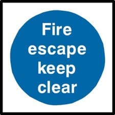 Image of Fire Escape Keep Clear Sign or Sticker - All Material & Size options available
