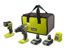 Image of *NEW Ryobi 18V Cordless Combi Drill & Torch Starter Kit (2 x 2.0Ah) Batteries