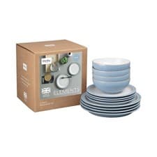 Image of Dinner Set: 12 Piece Denby Elements Blue Dinner Set, Stoneware