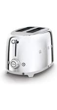 Image of Smeg 2 Slice Toaster Extra Wide Slots Retro TSF01SSUK S/S with Chrome Finish