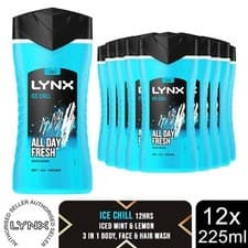 Image of Lynx Ice Chill 12-H Refreshing Fragrance Shower Gel Body Wash for Men, 12x225ml