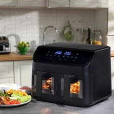 Image of Daewoo XL 9L Double Drawer Air Fryer Digital 8 Programs Silver Black / SDA2706