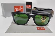 Image of Ray-Ban Wayfarer RB2140 Sunglasses  Gloss Black Frame  G15  Green Lens 50mm