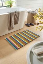 Image of Padstow Stripe Bath Mat Cotton Rich Super Soft Absorbent Anti Slip Bathroom Rug
