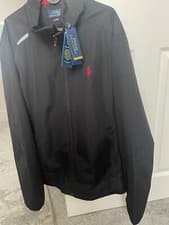 Image of POLO RALPH LAUREN Mens Windbreaker Performance Jacket Black /red logo, size L