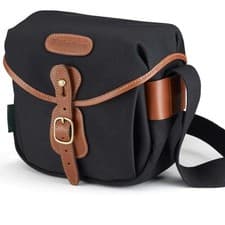 Image of Billingham Hadley Digital Shoulder Bag - Black Canvas / Tan Leather