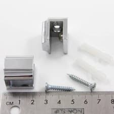 Image of 2 PIECE SMALL CHROME PLATED 8mm - 10mm WIDE GLASS SHELF SUPPORT BRACKET FIX H303