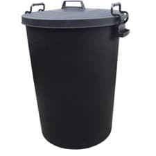 Image of PLASTIC GARDEN BIN WASTE CAN RUBBISH BLACK HEAVY DUTY STORAGE 50 80 110 CLIP LID