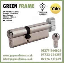 Image of YALE KM Superior Euro Cylinder Thumb Turn 60/40mm (100mm) Nickel KMT5535-NP