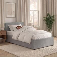 Image of Ottoman Storage Lift Fabric Bed Double King Pocket Spring Memory Foam Mattress