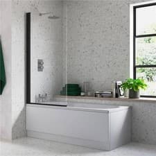Image of Signature Single Straight Square Bath Screen 1500mm H x 800mm W - 6mm Glass