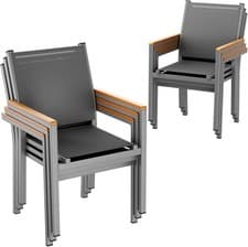 Image of Garden Chairs Set of 2/4/6 Stackable Alu Outdoor Dining Chair Patio Bistro Chair