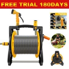 Image of Compact Garden Hose Reel 15M 25M 30M Water Pipe Standing Spray Gun Nozzle