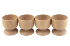 Image of Beech Egg Cup Set of 4 Natural Wood Breakfast Tableware 5cm Rustic and Durable