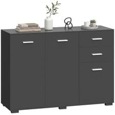 Image of HOMCOM Modern Sideboard Kitchen Storage Cabinet, Black