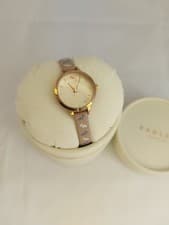 Image of Ry21138A Radley Ladies Girls Watch With Rose Gold Bezel Pink Strap With Dogs