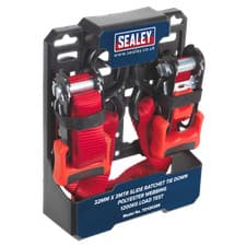 Image of Sealey Slide Ratchet Tie Down 32mm 3m Polyester Webbing S Hooks 1200kg TD1202SR