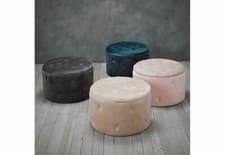 Image of LPD Furniture Cleo Beige, Charcoal, Pink and Teal Round Buttoned Storage Pouff