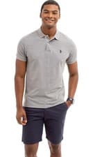 Image of US polo assn Mens Pique Polo Shirt in Heather grey colour