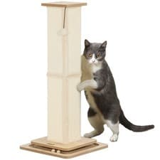 Image of PawHut 3-in-1 Cat Scratcher Post with Sisal Track Ball Toy, 87cm, Light Oak