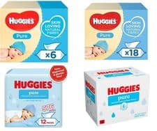 Image of Huggies Pure Baby Wipes  (99% Water ) Pack 1, 6 12 or 24 FREE NEXT  DAY DELIVERY