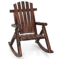 Image of Outdoor Adirondack Rocking Chair Solid Wood Porch Rocker Patio Seat Brown