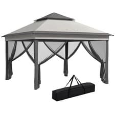 Image of Outsunny 3 x 3(m) Pop Up Gazebo Tent with Netting, Height Adjustable, Grey