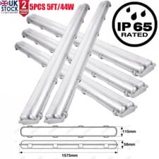 Image of 5PACK IP65 WATERPROOF LED TUBE FLUORESCENT LIGHT BATTEN FITTING DOUBLE 5FT 44W