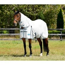 Image of Weatherbeeta Comfitec Essential Mesh II Combo Neck - White/Grey/Bright Blue