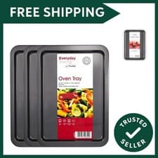 Image of Brand Non-Stick Baking Tray Sets 3 x Oven Trays