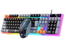 Image of Wired Gaming Mouse & Keyboard Combo RGB Lights 620DPI Mechanical Laptop Computer
