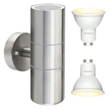 Image of Modern LED Stainless Steel Up Down Wall Lights IP65 Single or Double Energy Save